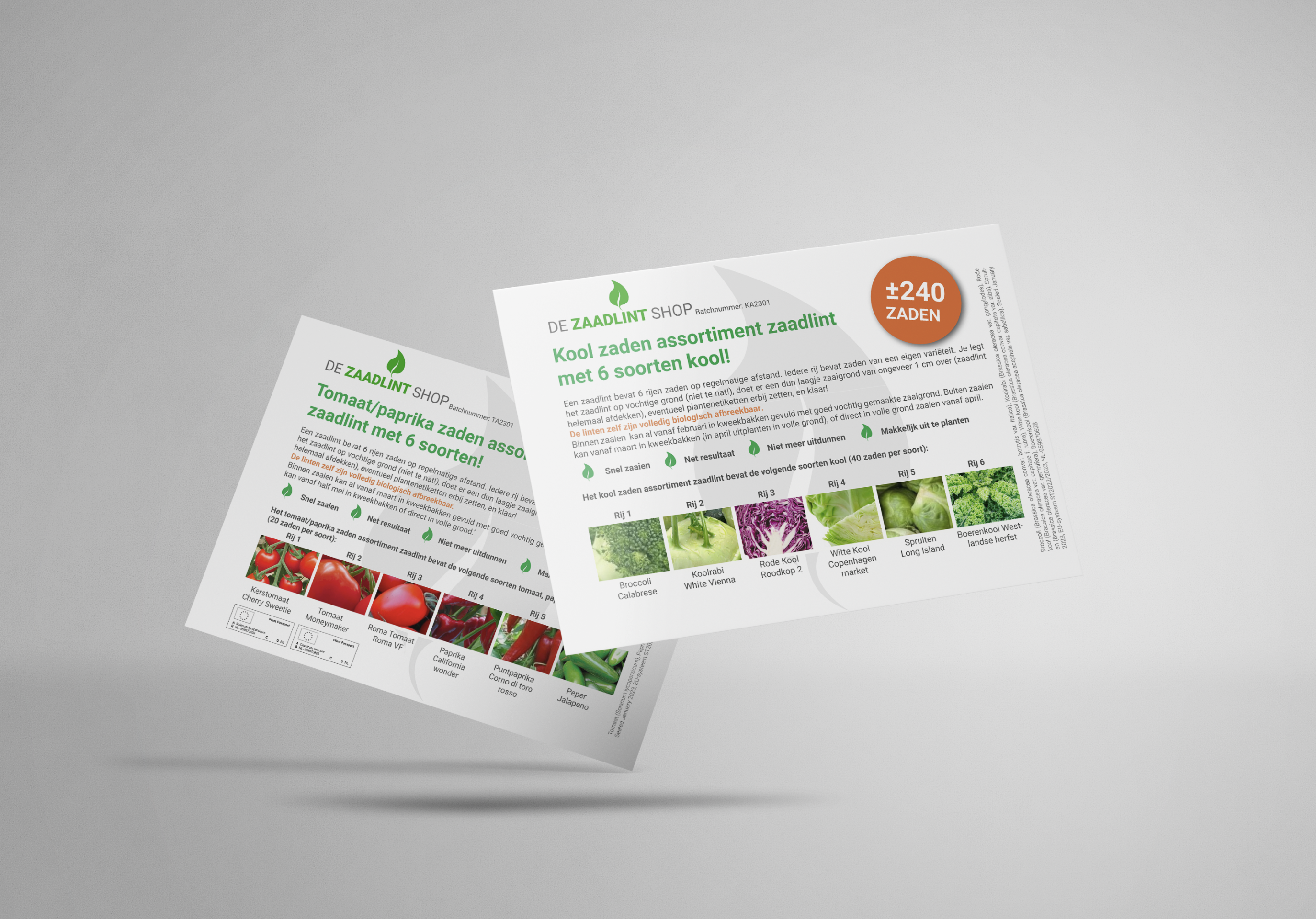 vexorfield grafische vormgeving - zaadlintshop a6 flyer oranje